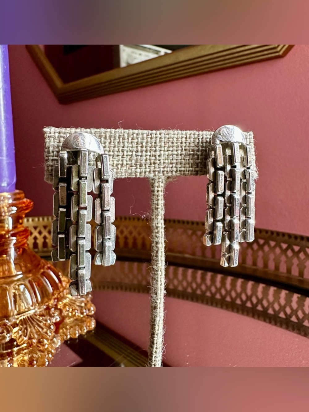 1970's Coro Brutalist Industrial Fringe Chain Earrings